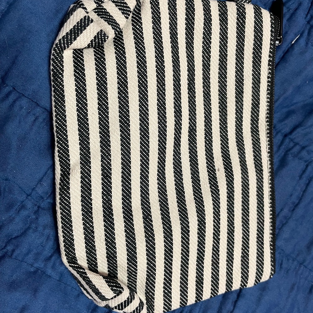 Thirty-One Black and White Striped Clutch